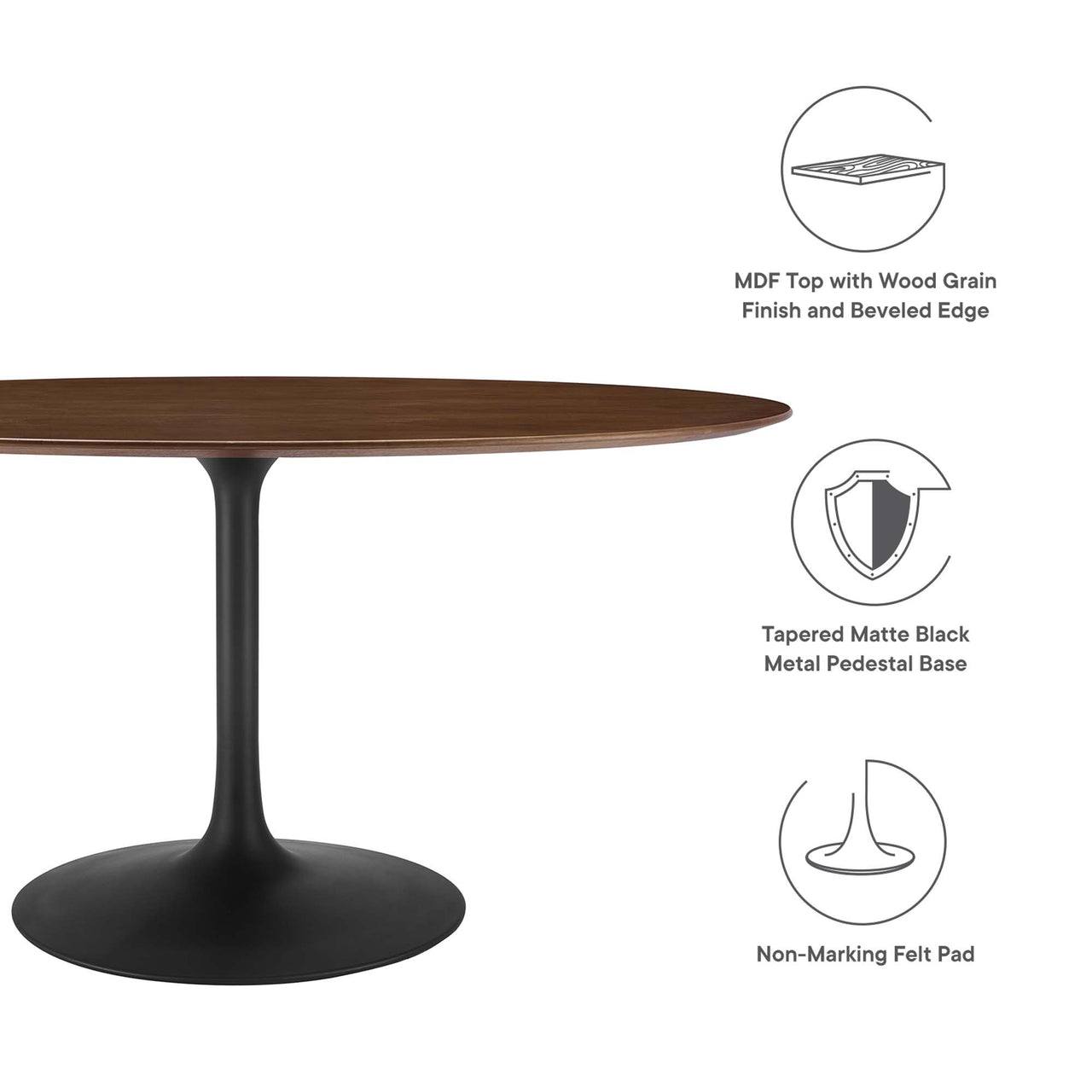 Ensemble Oval Dining Table, Large, Black & Walnut