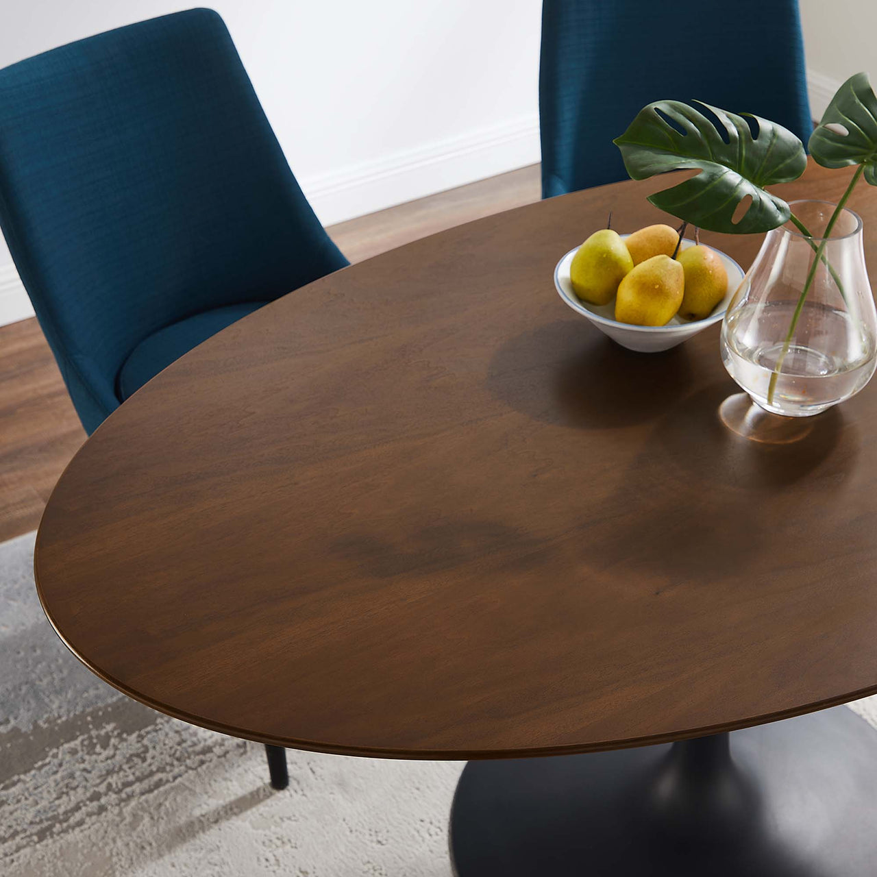 Ensemble Oval Dining Table, Large, Black & Walnut