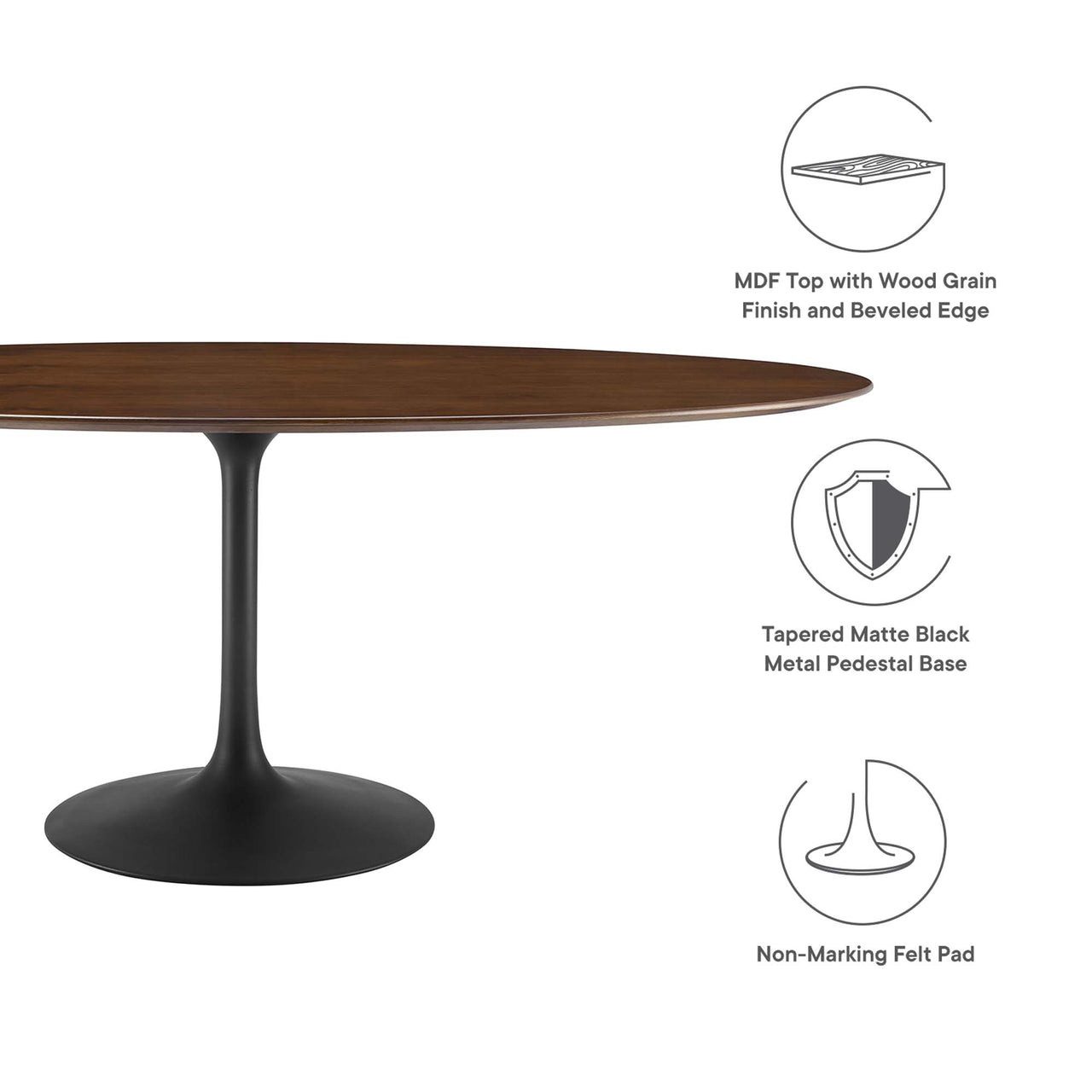 Ensemble Oval Dining Table, Extra Large, Black & Walnut