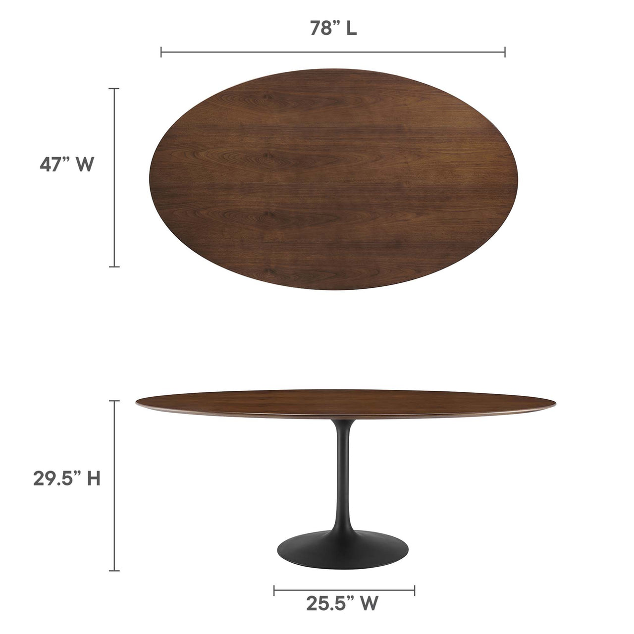 Ensemble Oval Dining Table, Extra Large, Black & Walnut