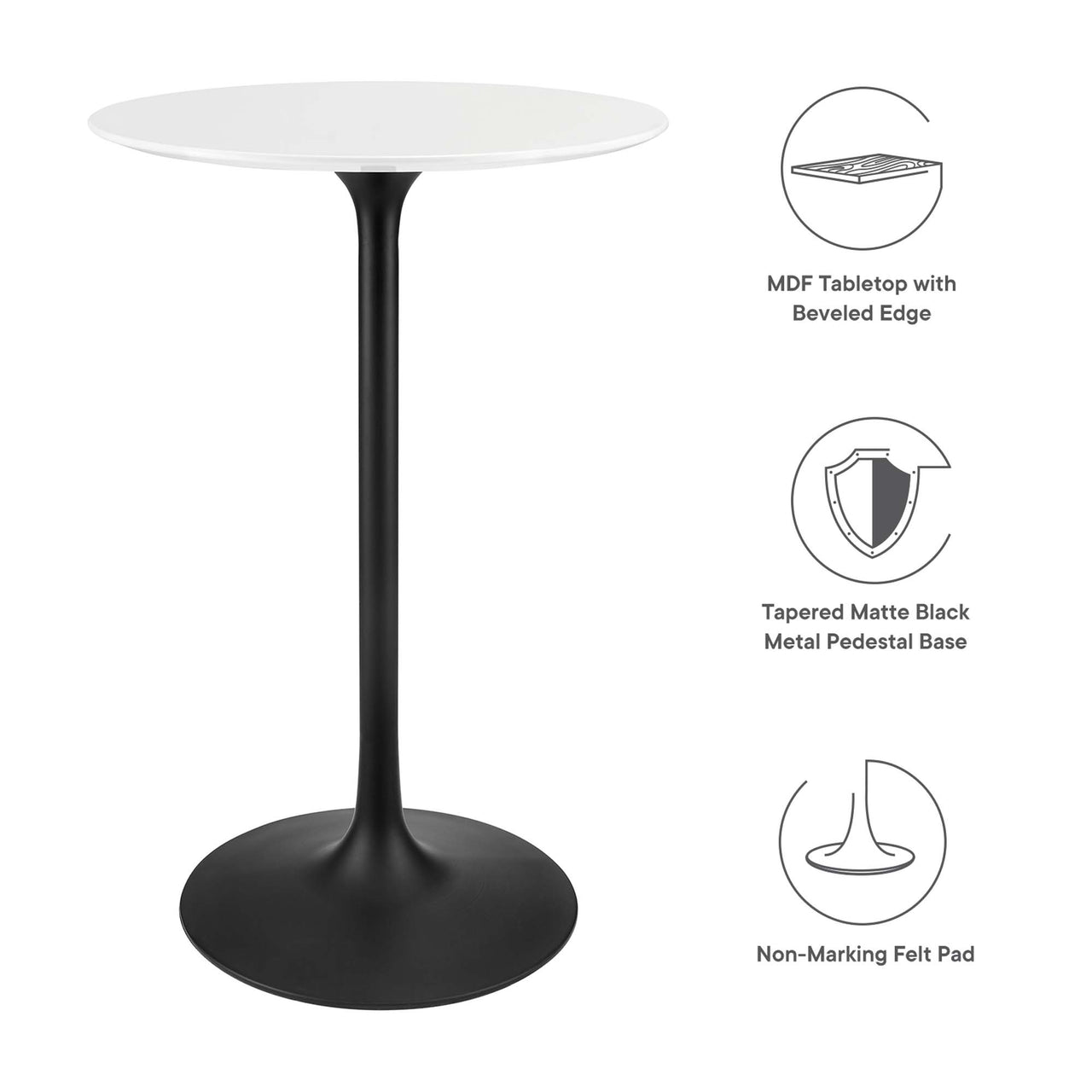 Ensemble Round Bar Table, Black & White