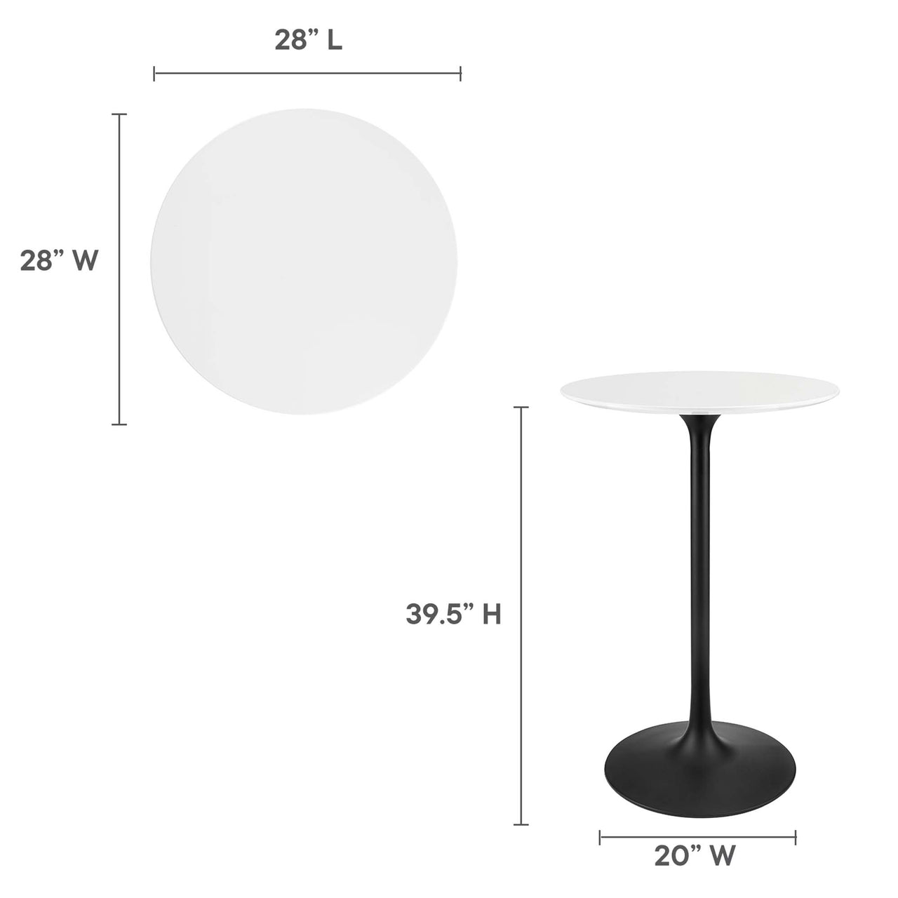 Ensemble Round Bar Table, Black & White