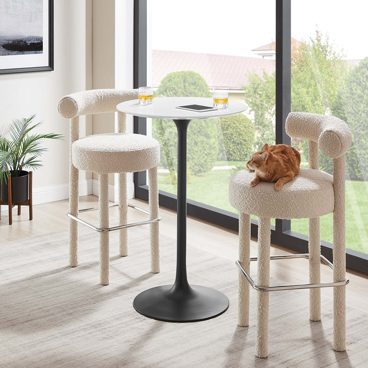Ensemble Round Bar Table, Black & White