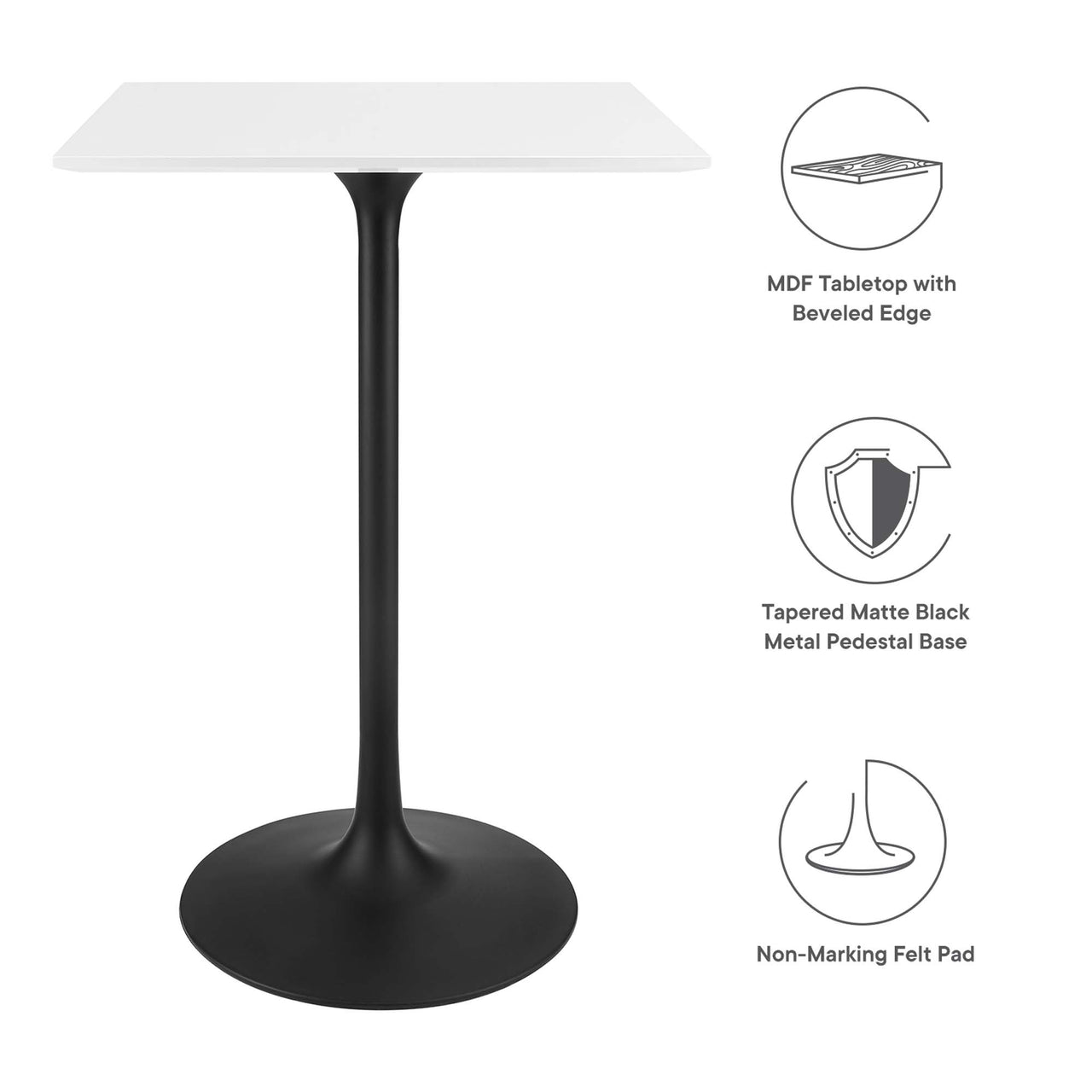 Ensemble Square Bar Table, Black & White