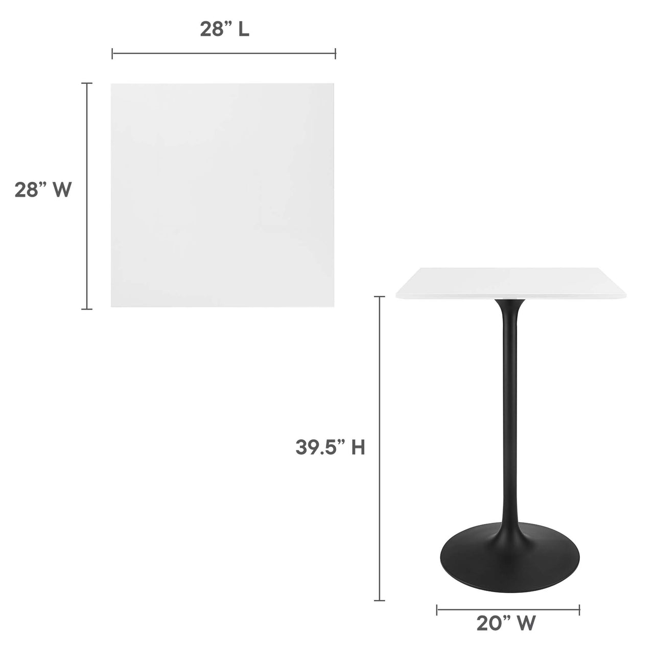 Ensemble Square Bar Table, Black & White