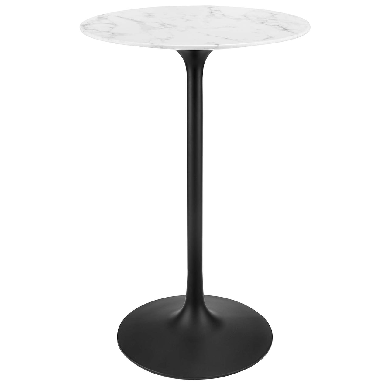 Ensemble Round Faux Marble Bar Table, Black & White