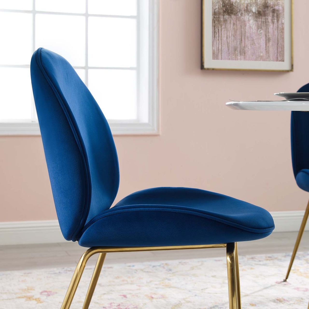Gossip Upholstered Velvet Dining Chair, Navy