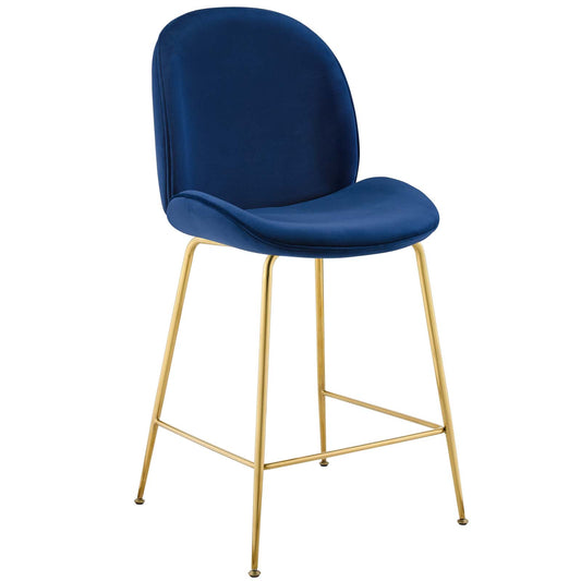 Gossip Upholstered Velvet Counter Stool, Navy