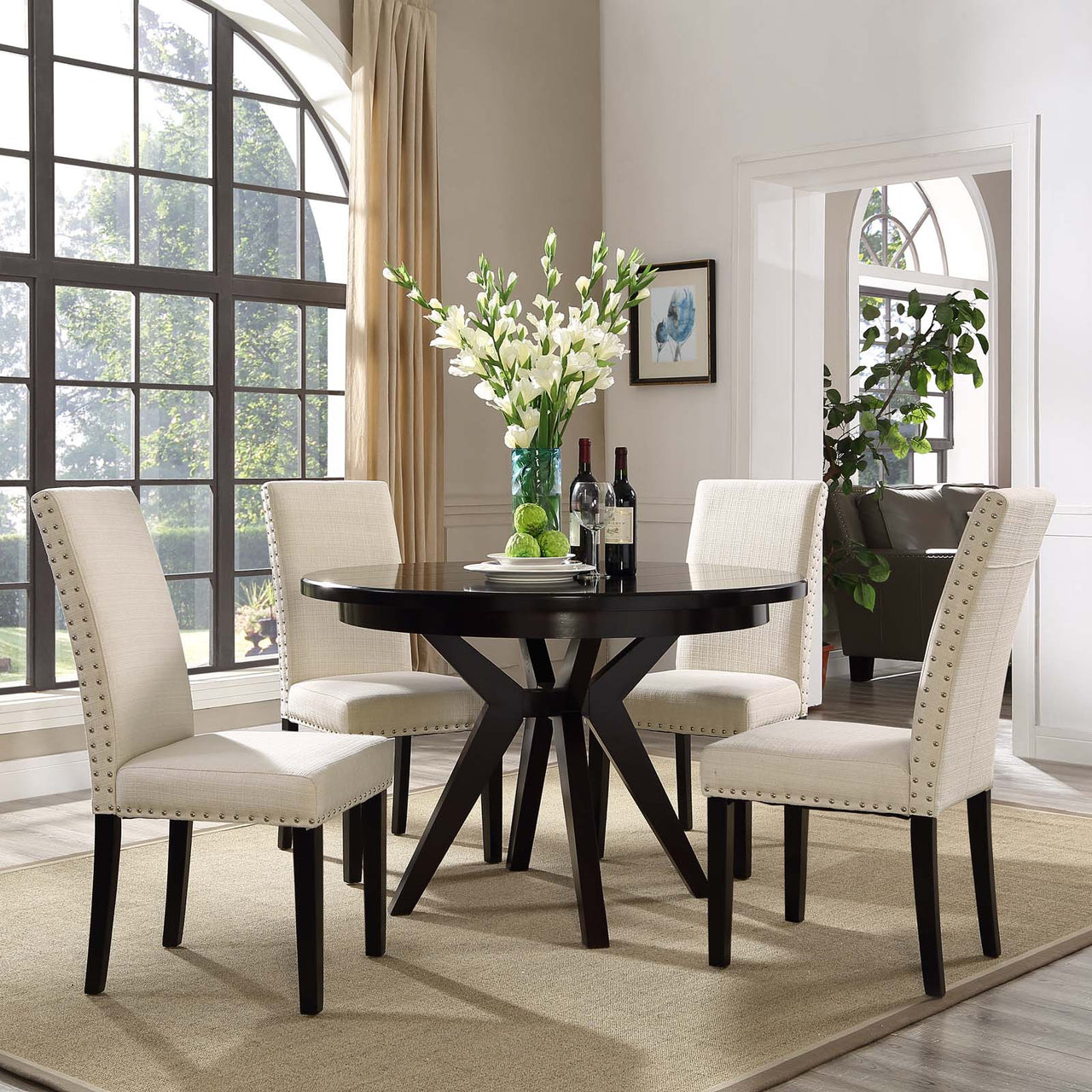 Minimalista Fabric Dining Chair Set of 4, Beige
