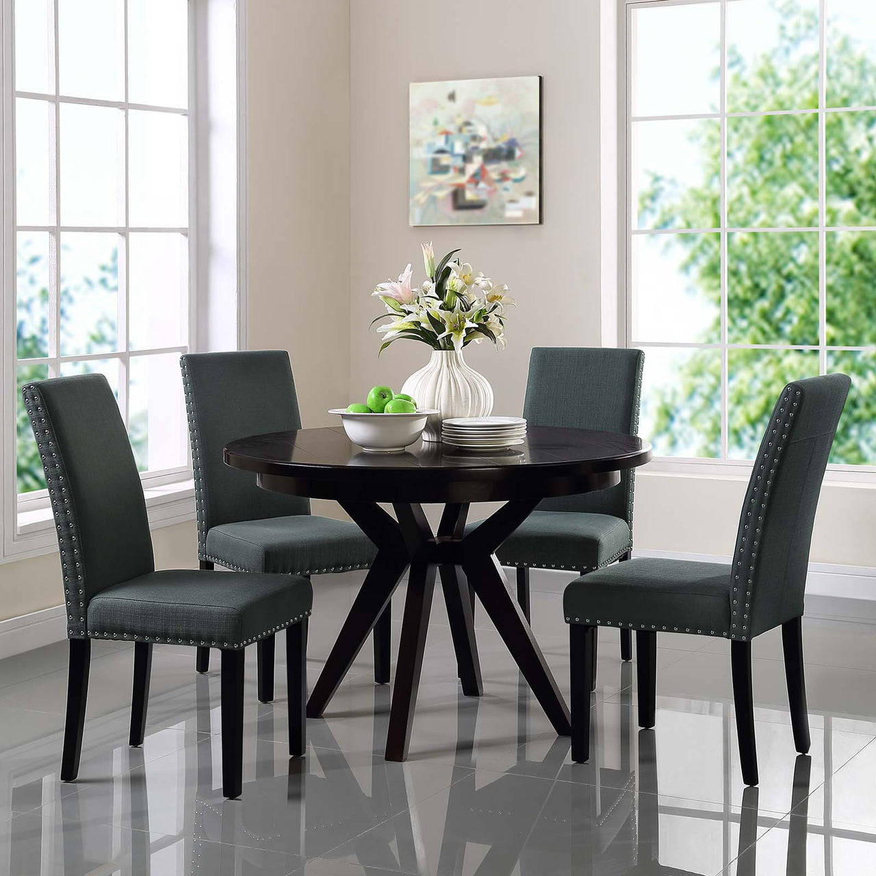 Minimalista Fabric Dining Chair Set of 4, Gray