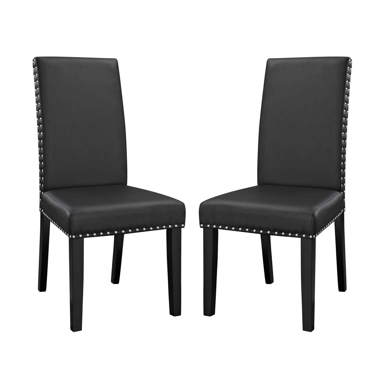 Minimalista Eco-Leather Dining Chair Set of 2, Black