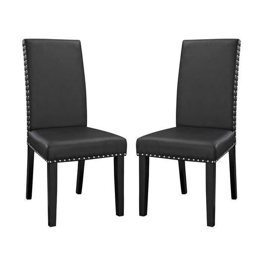 Minimalista Eco-Leather Dining Chair Set of 2, Black