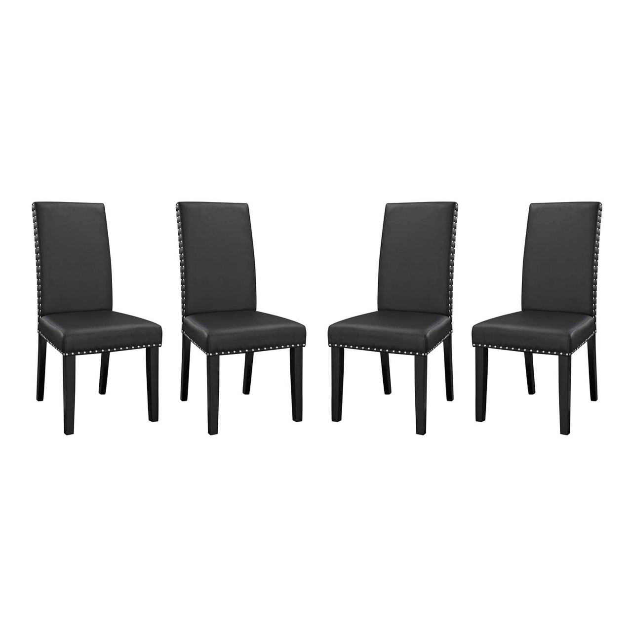 Minimalista Eco-Leather Dining Chair Set of 4, Black