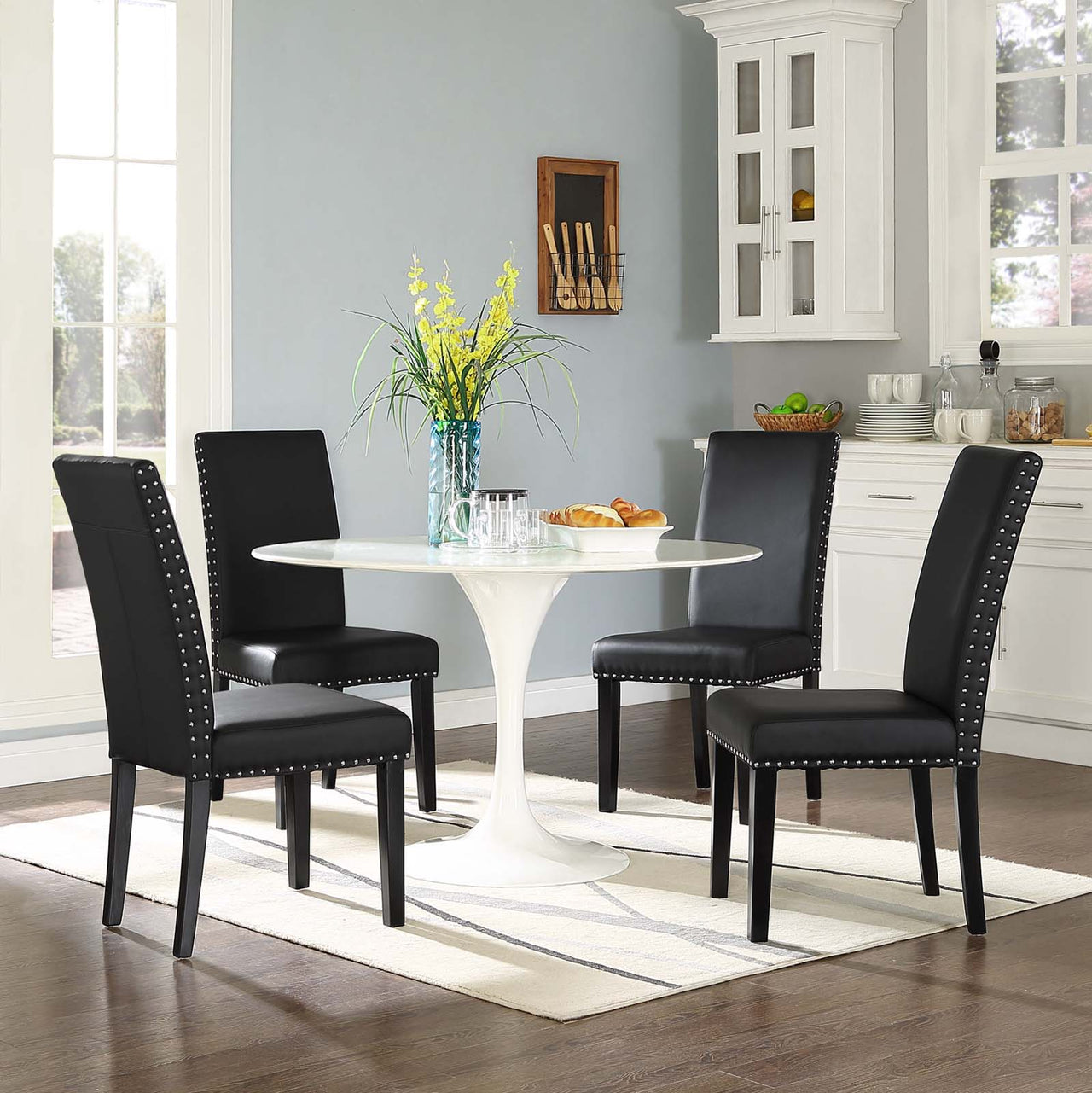 Minimalista Eco-Leather Dining Chair Set of 4, Black