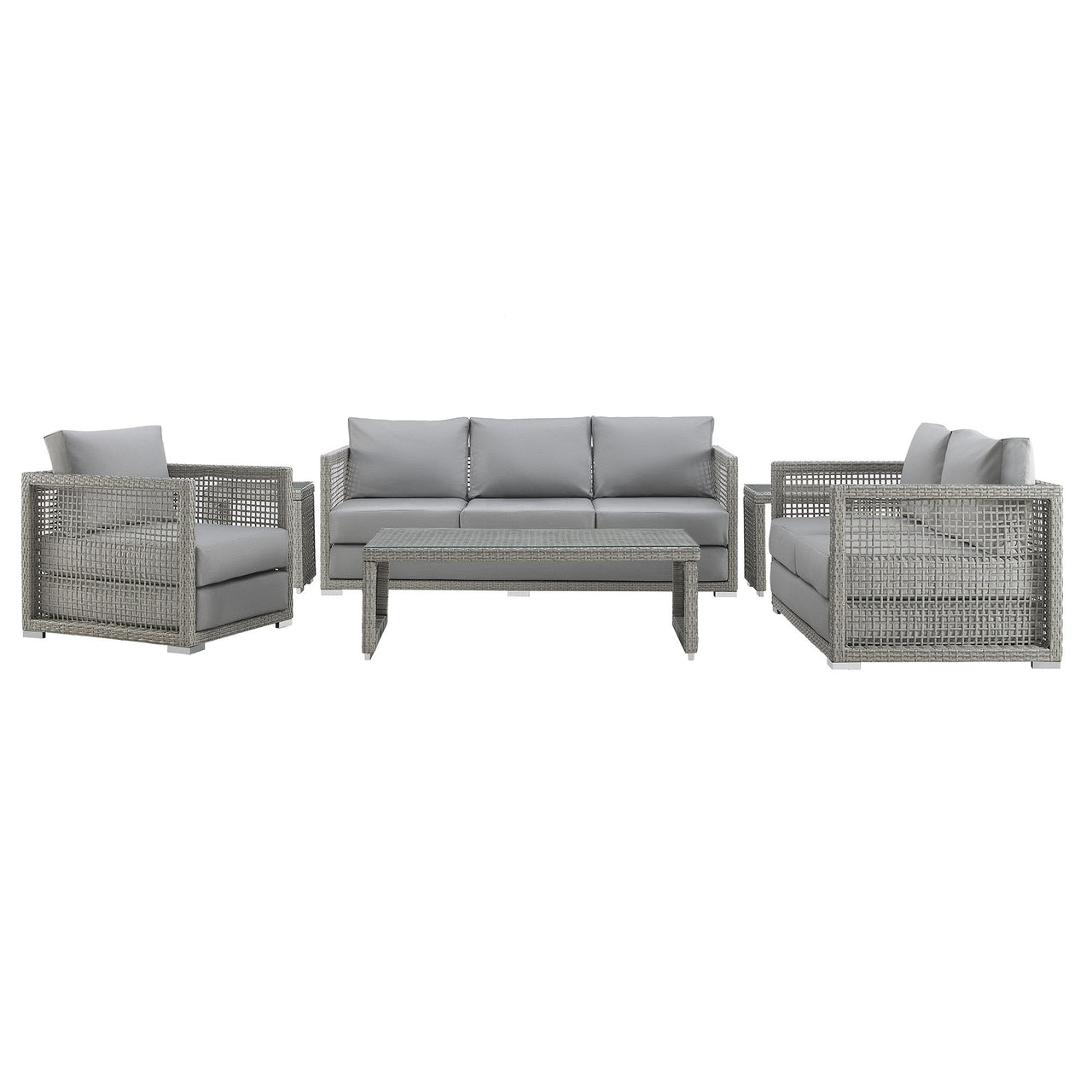 Alma 6-Piece Alfresco Woven Lounging Set, Gray