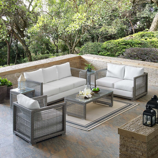 Alma 6-Piece Alfresco Woven Lounging Set, Gray & White