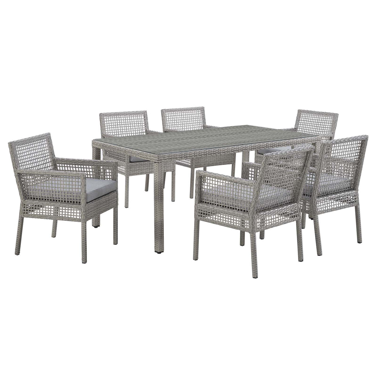 Alma 7-Piece Alfresco Woven Dining Set, Gray