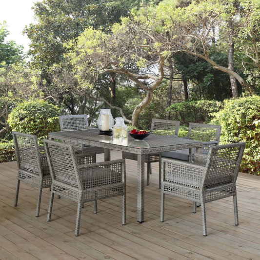 Alma 7-Piece Alfresco Woven Dining Set, Gray
