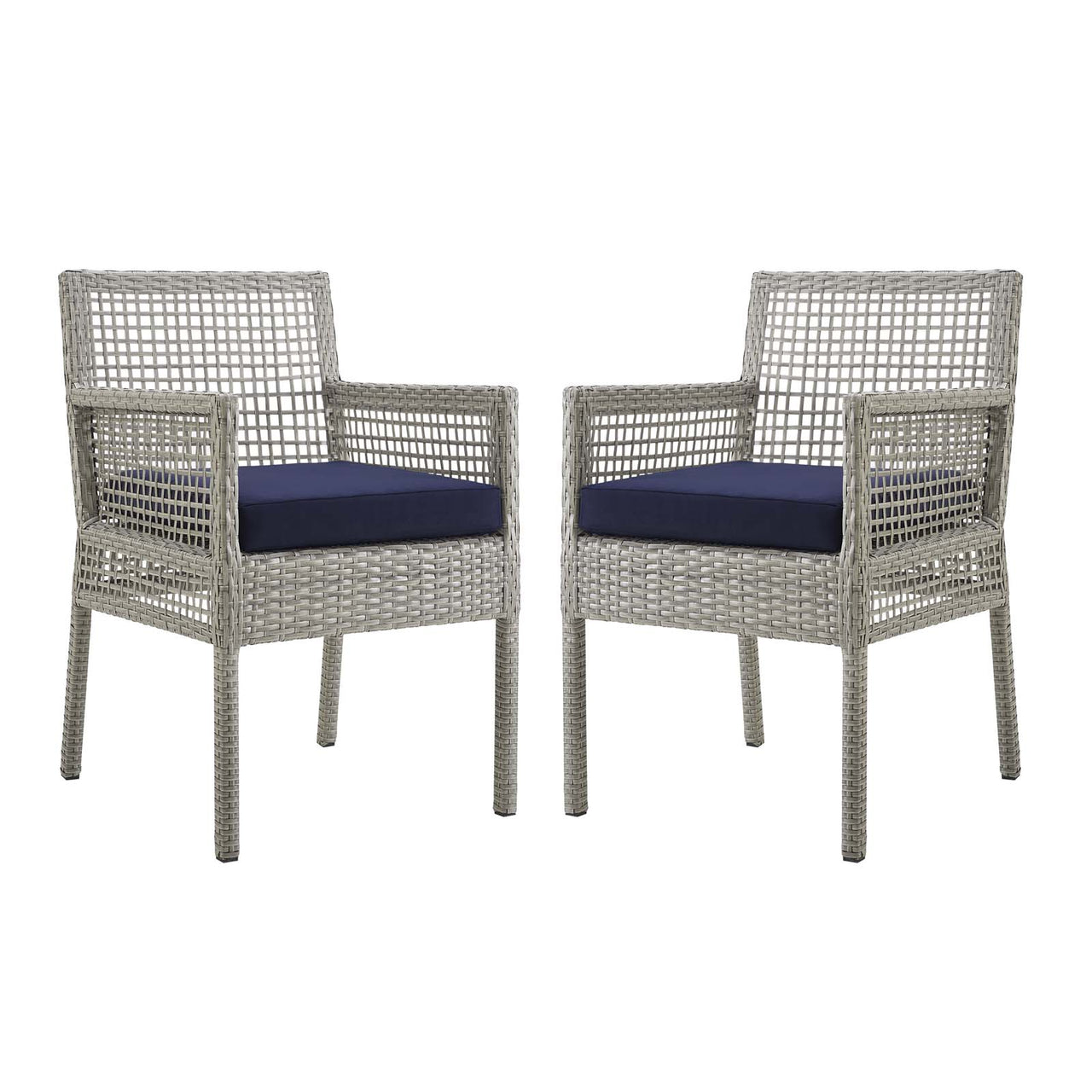 Alma Alfresco Woven Dining Armchair Set of 2, Gray & Navy