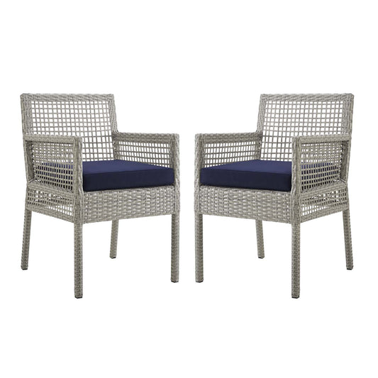 Alma Alfresco Woven Dining Armchair Set of 2, Gray & Navy