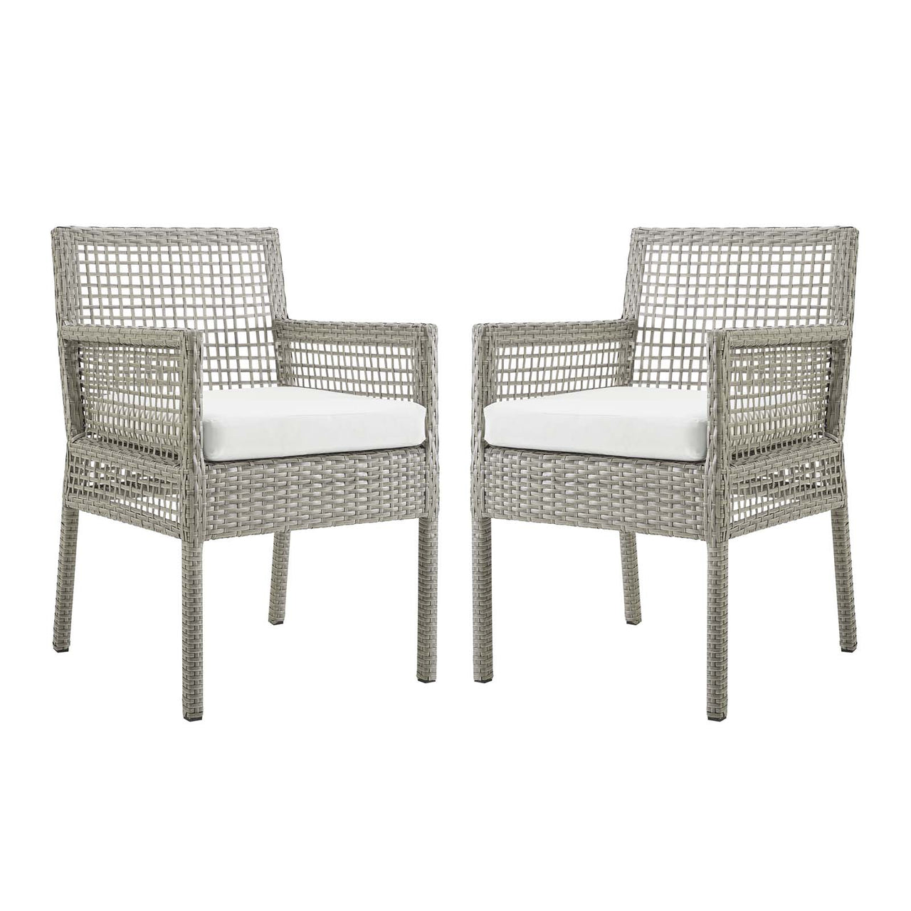 Alma Alfresco Woven Dining Armchair Set of 2, Gray & White