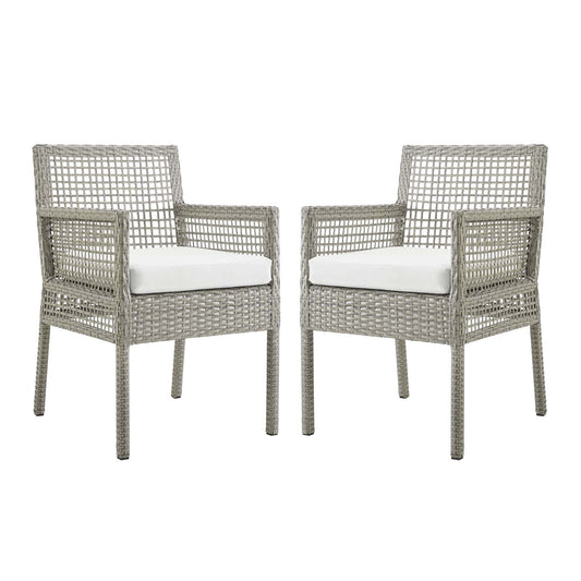 Alma Alfresco Woven Dining Armchair Set of 2, Gray & White
