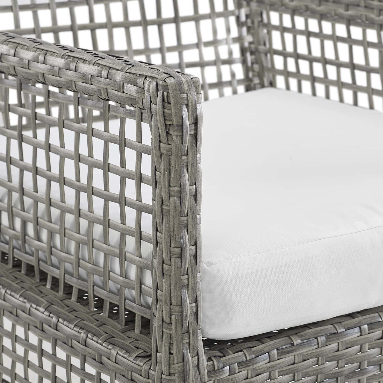 Alma Alfresco Woven Dining Armchair Set of 2, Gray & White