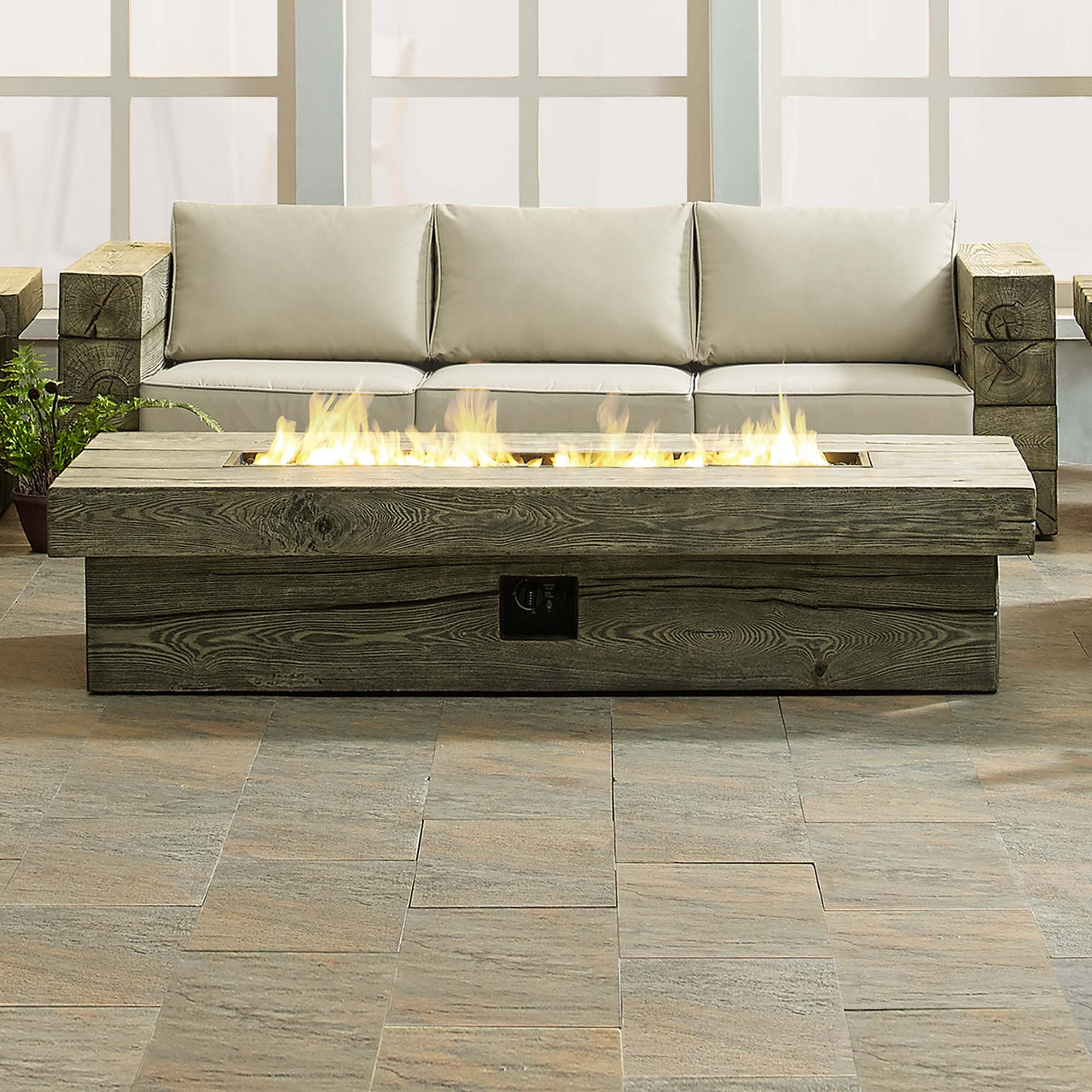 Stormwood Fire Pit Table, Light Gray
