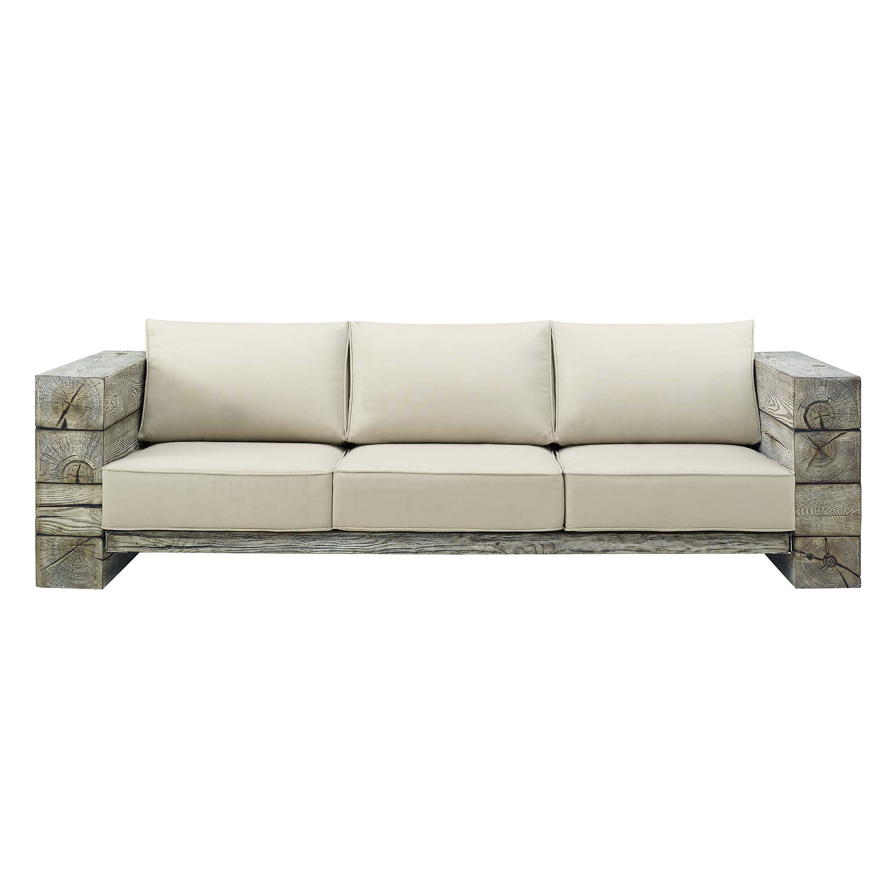 Stormwood Alfresco Upholstered Sunbrella® Fabric Sofa, Light Gray & Beige