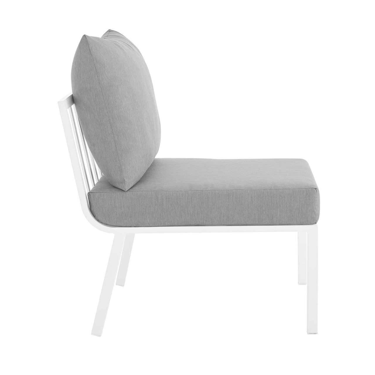 Ocevara Alfresco Armless Chair | Outdoor Modular Sectional Component, White & Gray