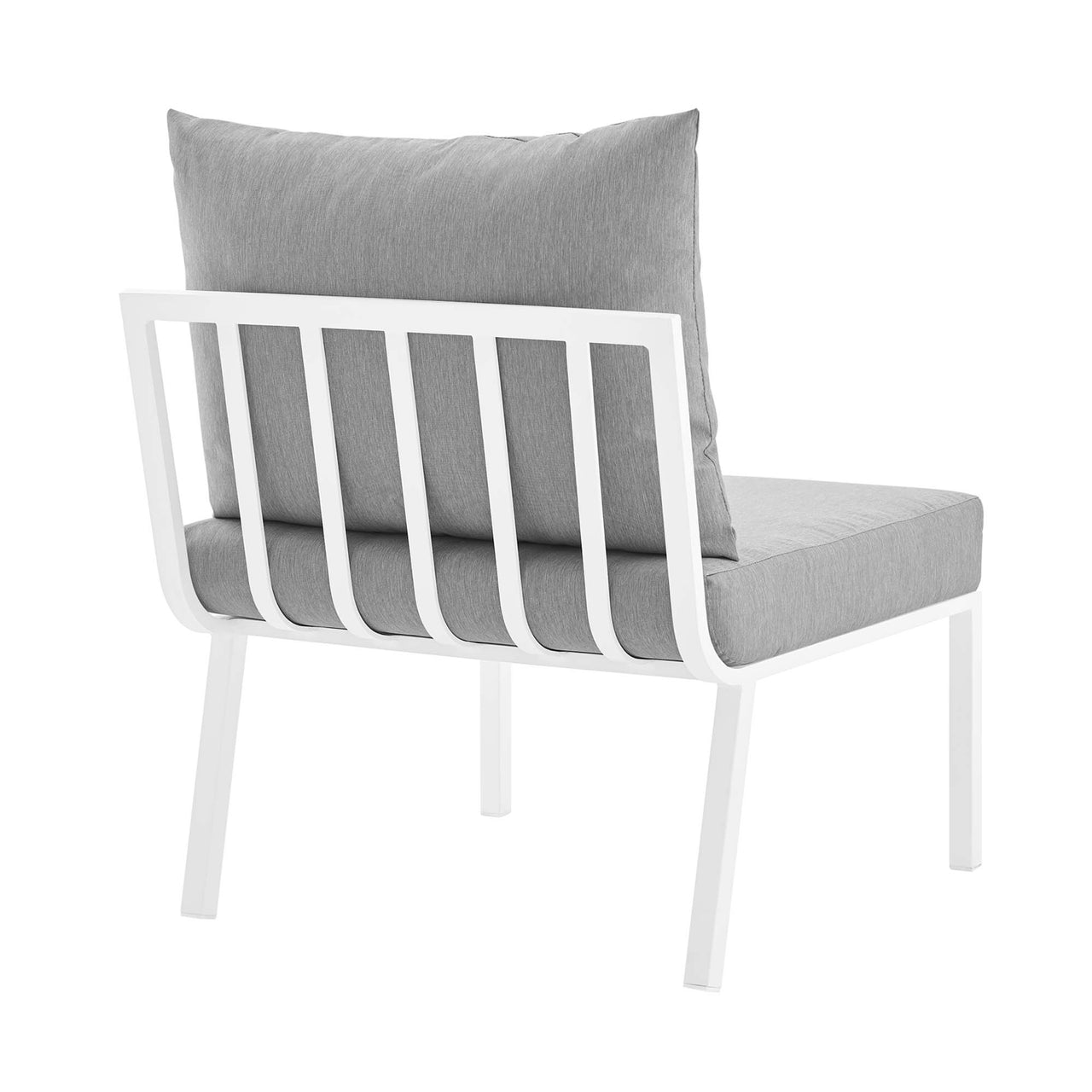 Ocevara Alfresco Armless Chair | Outdoor Modular Sectional Component, White & Gray
