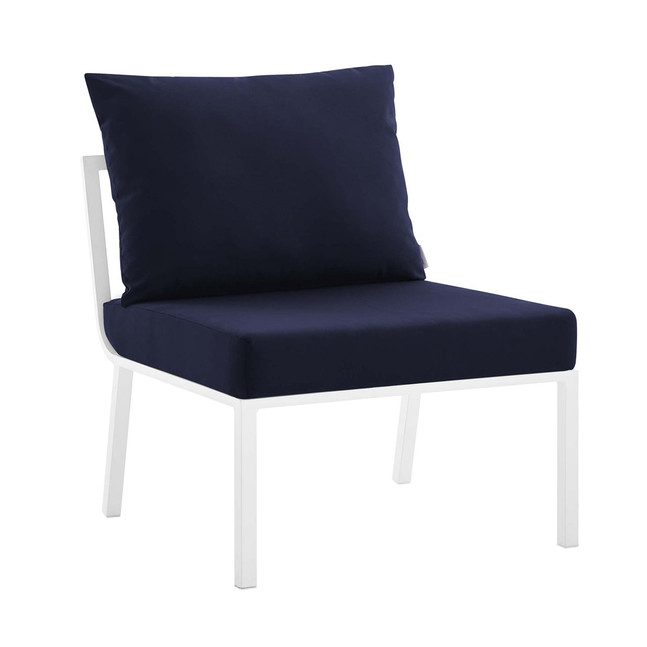 Ocevara Alfresco Armless Chair | Outdoor Modular Sectional Component, White & Navy