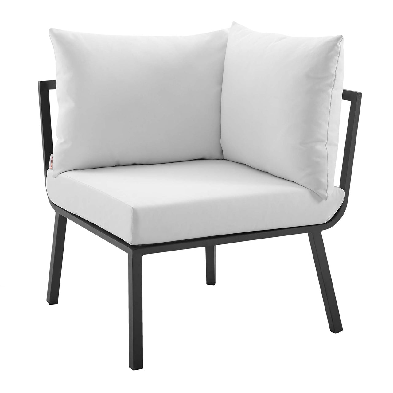 Ocevara Alfresco Corner Chair | Outdoor Modular Sectional Component, Gray & White