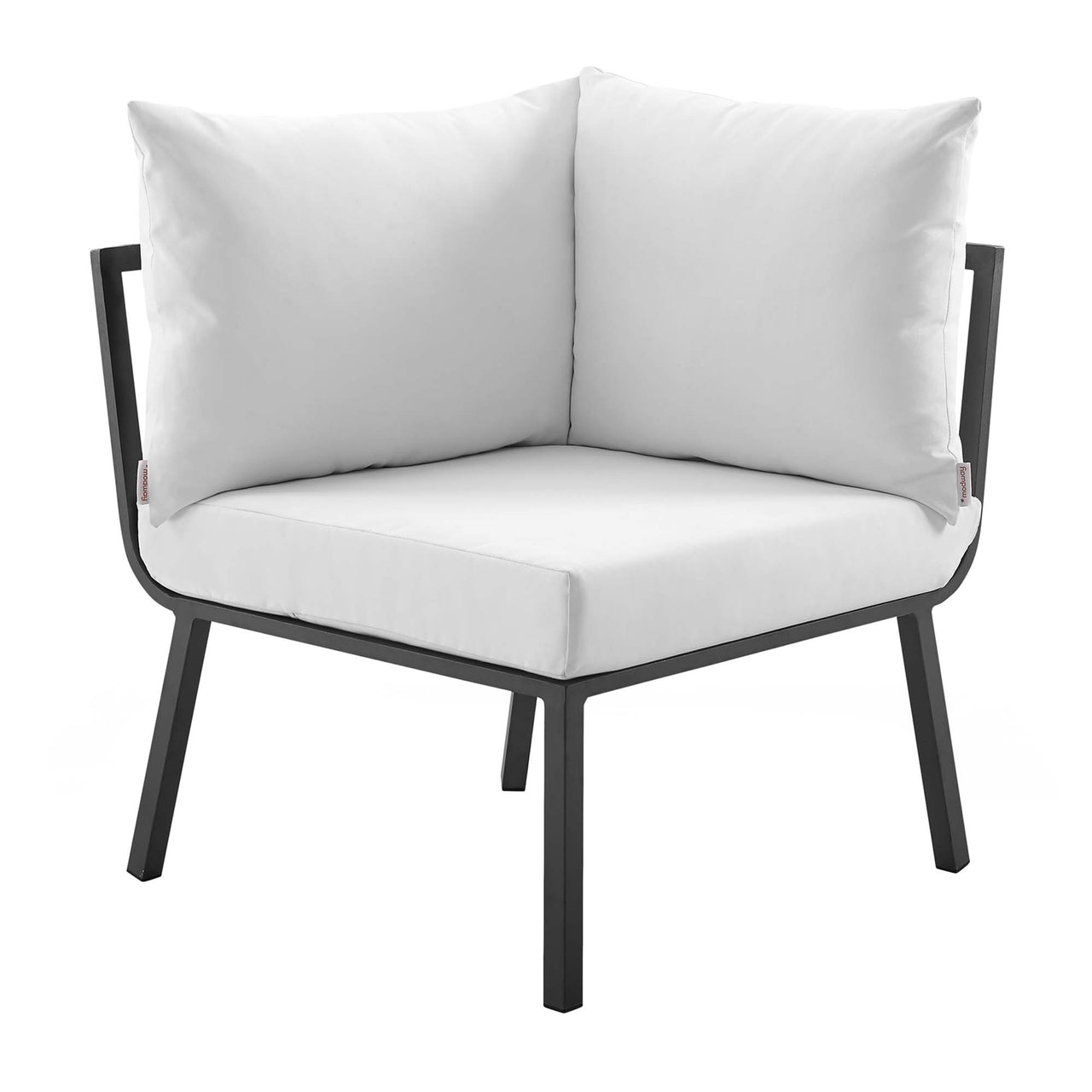 Ocevara Alfresco Corner Chair | Outdoor Modular Sectional Component, Gray & White