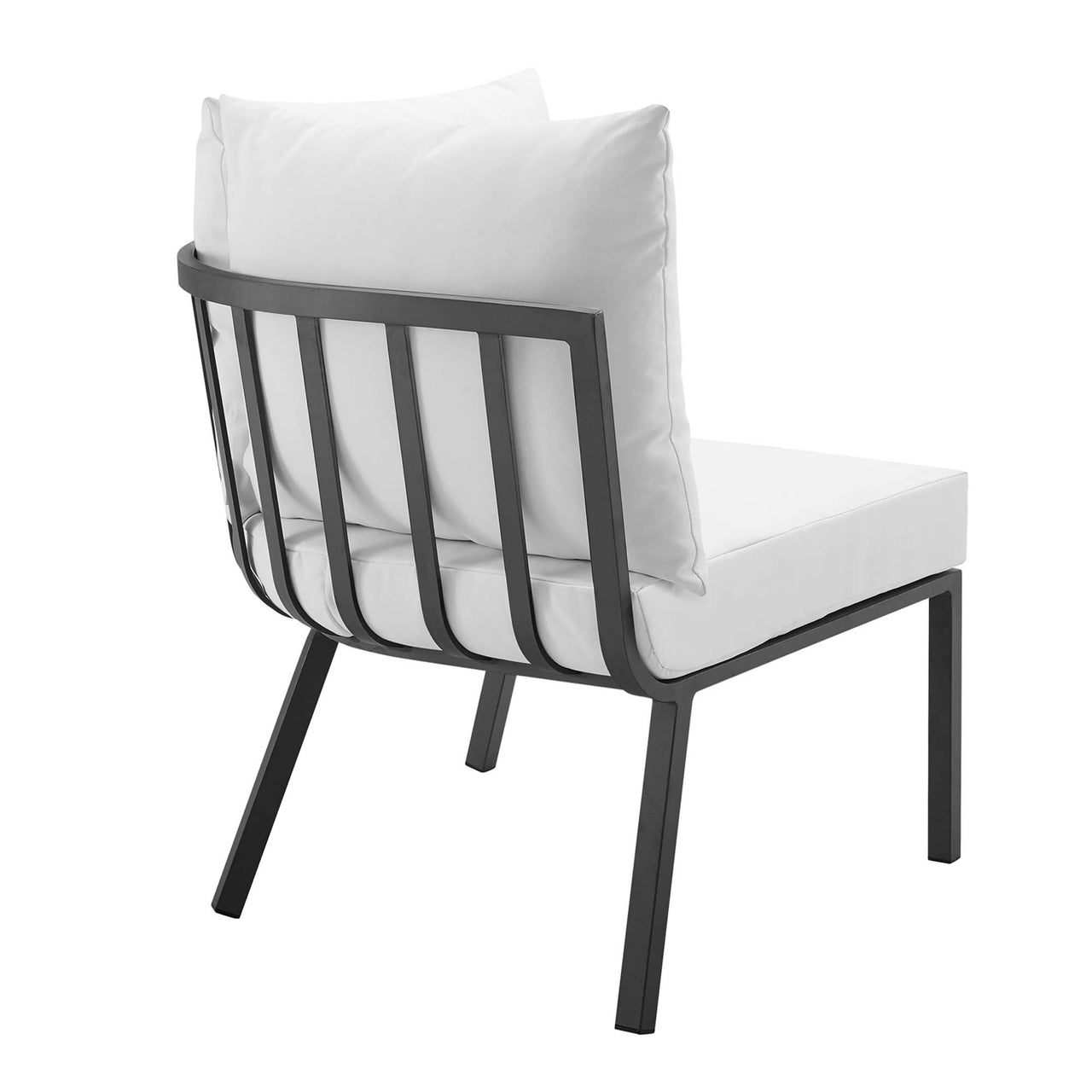 Ocevara Alfresco Corner Chair | Outdoor Modular Sectional Component, Gray & White