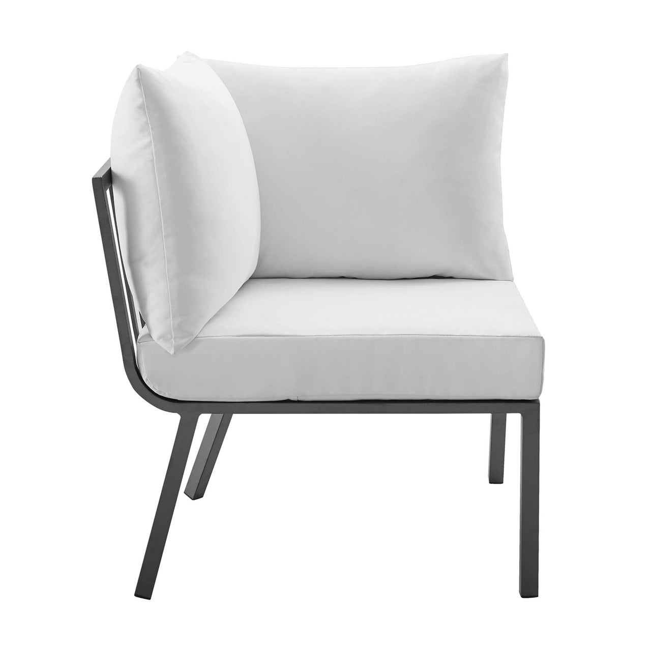 Ocevara Alfresco Corner Chair | Outdoor Modular Sectional Component, Gray & White