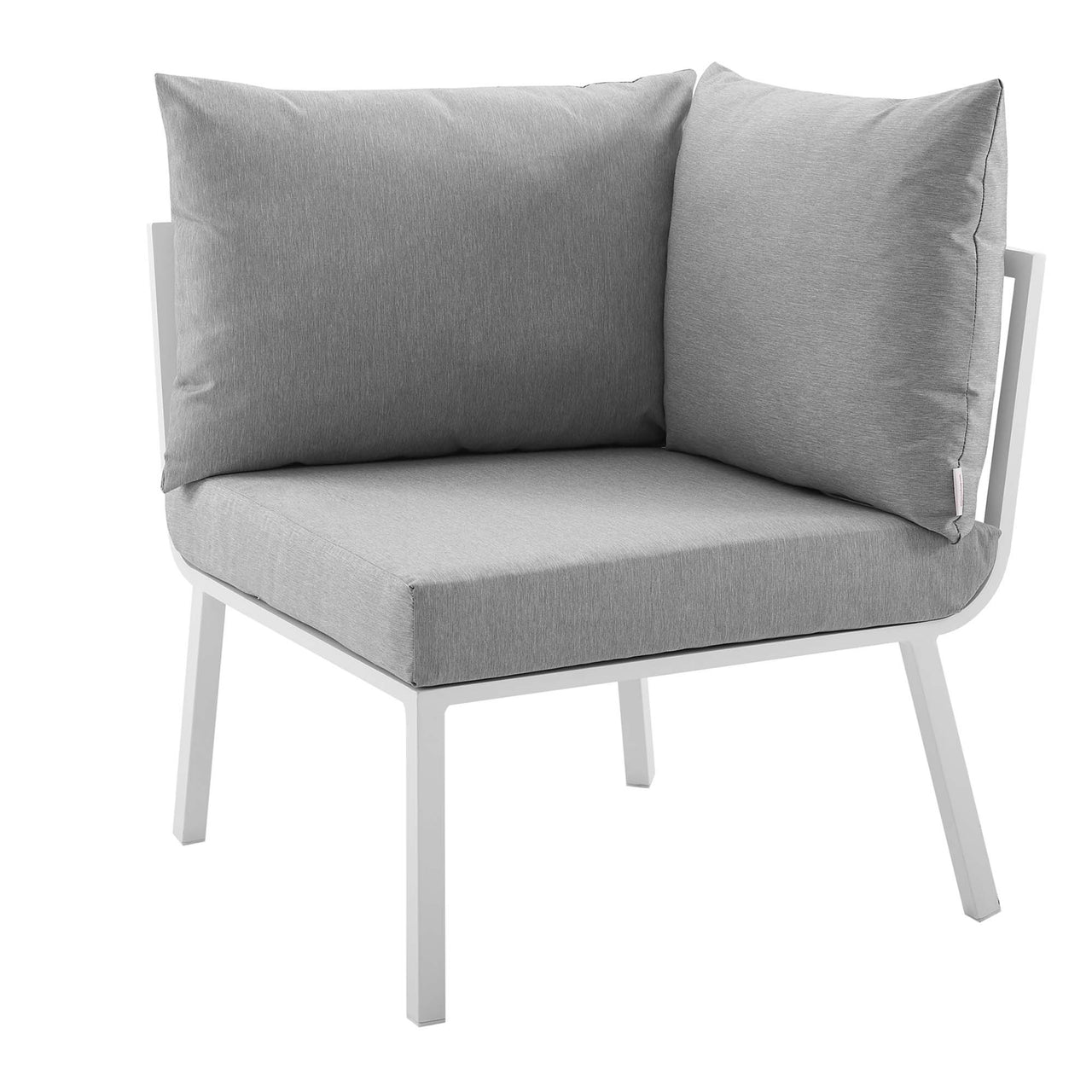 Ocevara Alfresco Corner Chair | Outdoor Modular Sectional Component, White & Gray