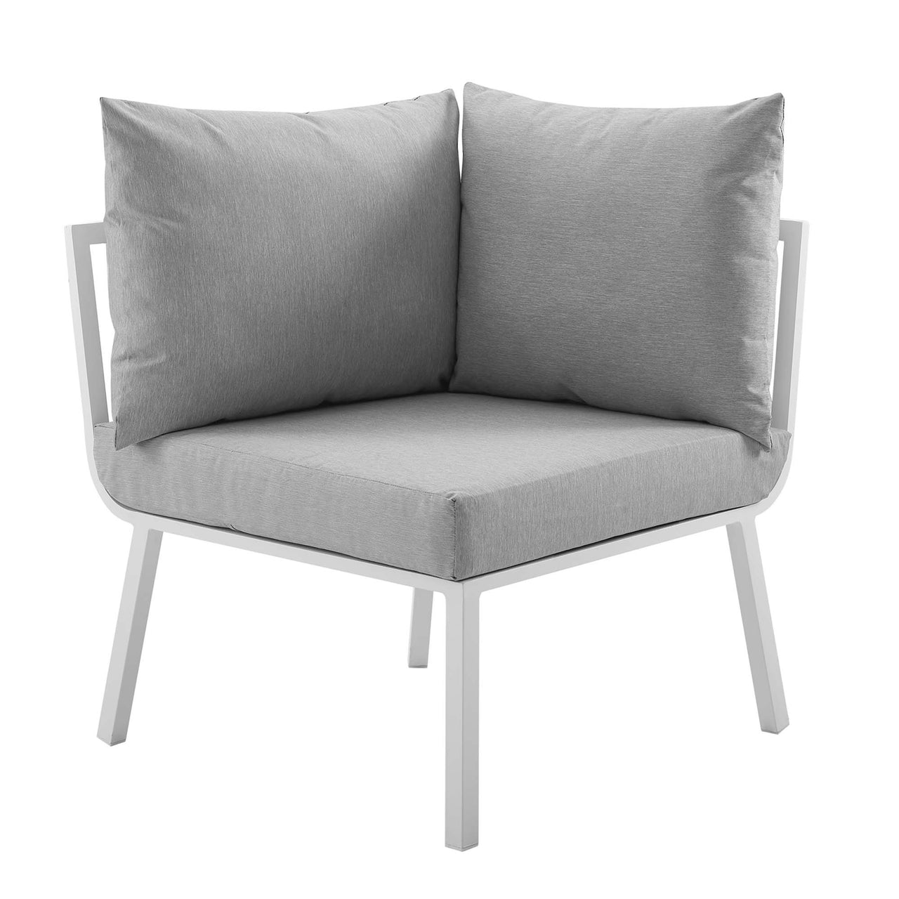 Ocevara Alfresco Corner Chair | Outdoor Modular Sectional Component, White & Gray