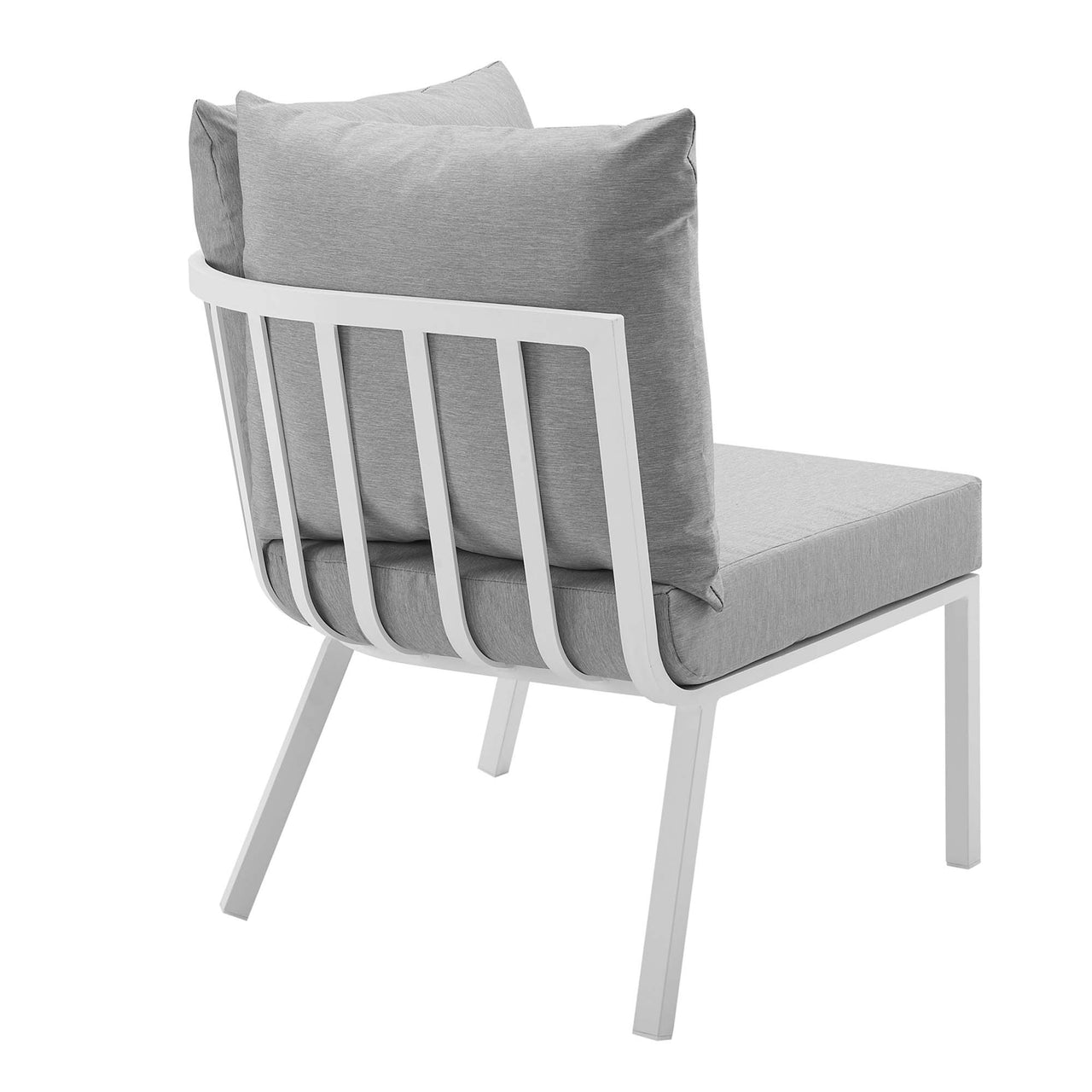 Ocevara Alfresco Corner Chair | Outdoor Modular Sectional Component, White & Gray