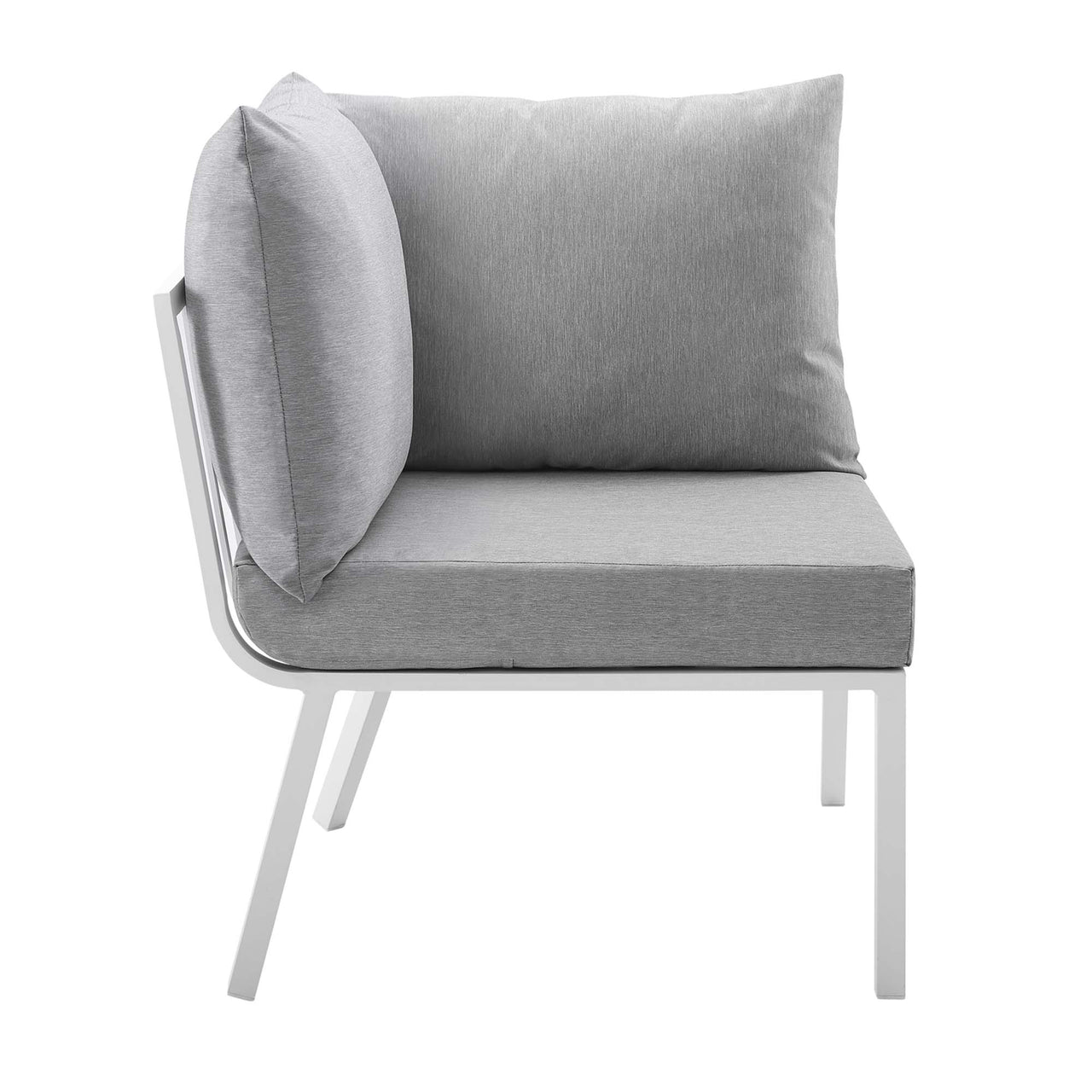 Ocevara Alfresco Corner Chair | Outdoor Modular Sectional Component, White & Gray