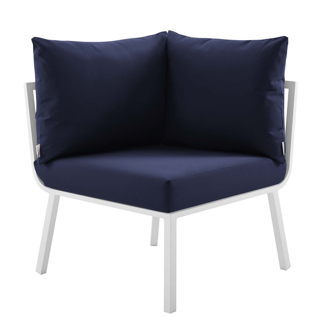 Ocevara Alfresco Corner Chair | Outdoor Modular Sectional Component, White & Navy