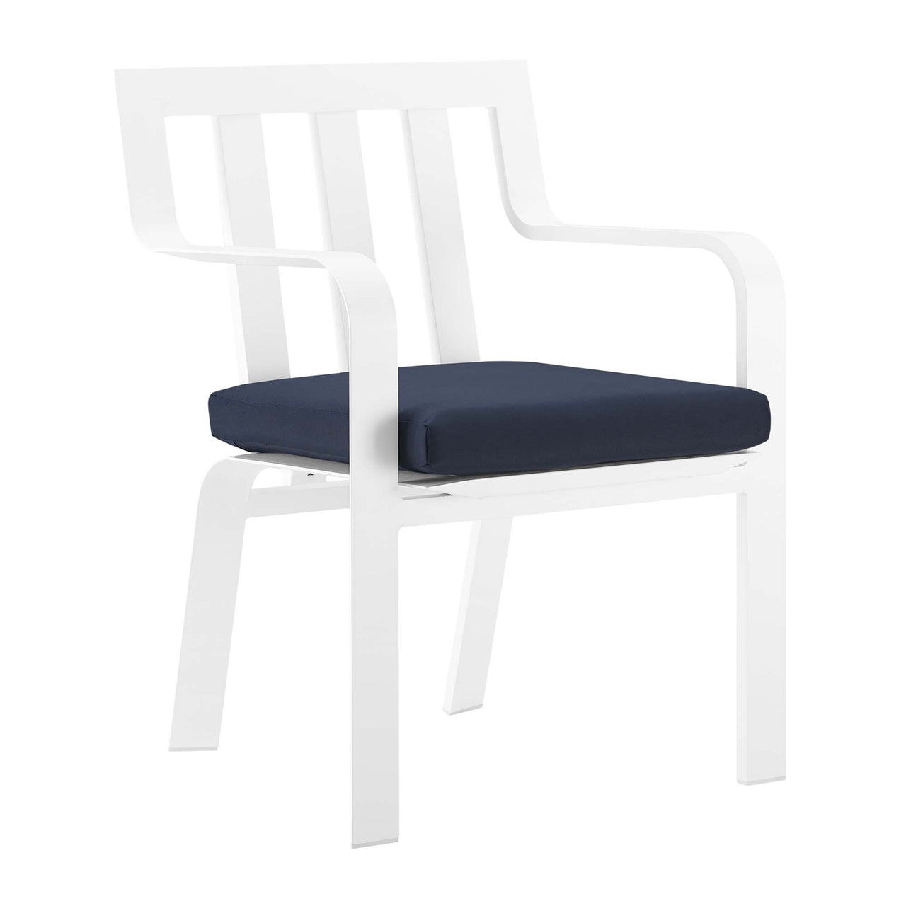 Tessan Stackable Alfresco Dining Armchair, White & Navy