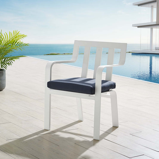Tessan Stackable Alfresco Dining Armchair, White & Navy
