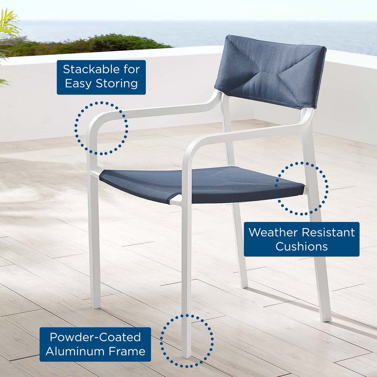Caelen Alfresco Dining Armchair, Navy
