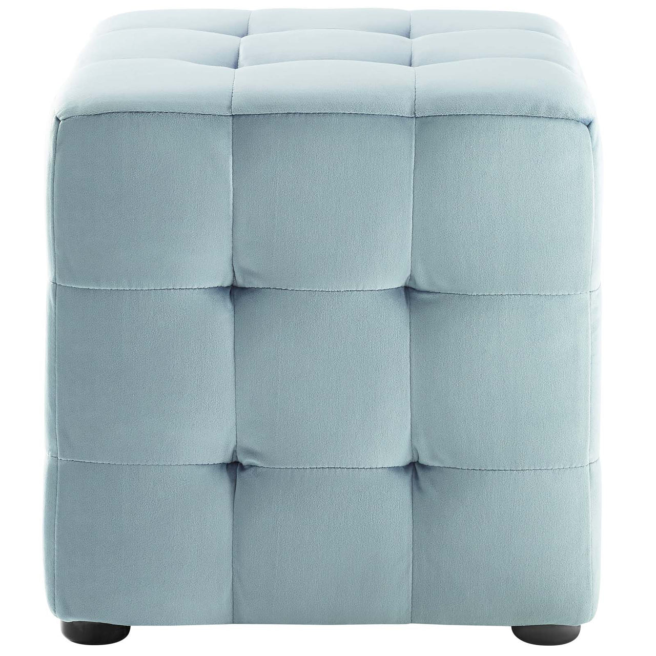 Vellan Cubed Upholstered Velvet Ottoman, Light Blue