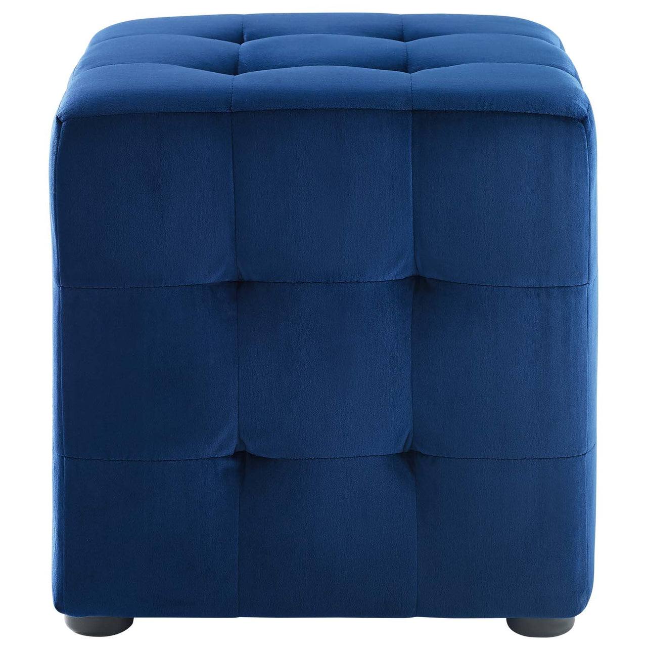 Vellan Cubed Upholstered Velvet Ottoman, Navy