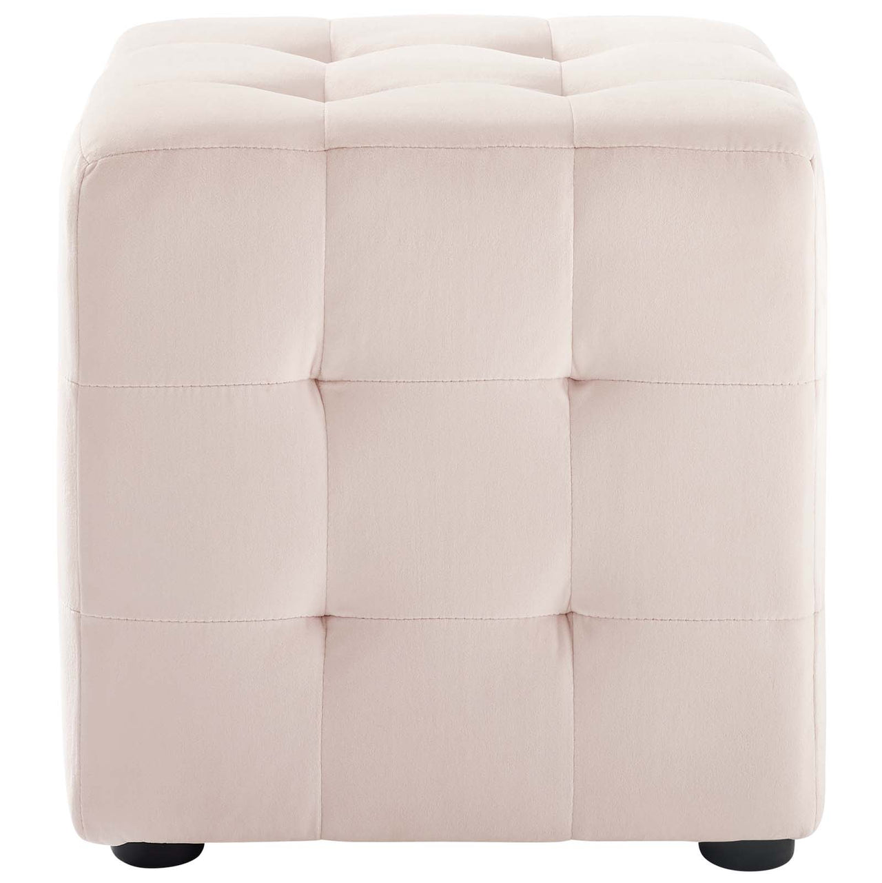 Vellan Cubed Upholstered Velvet Ottoman, Pink
