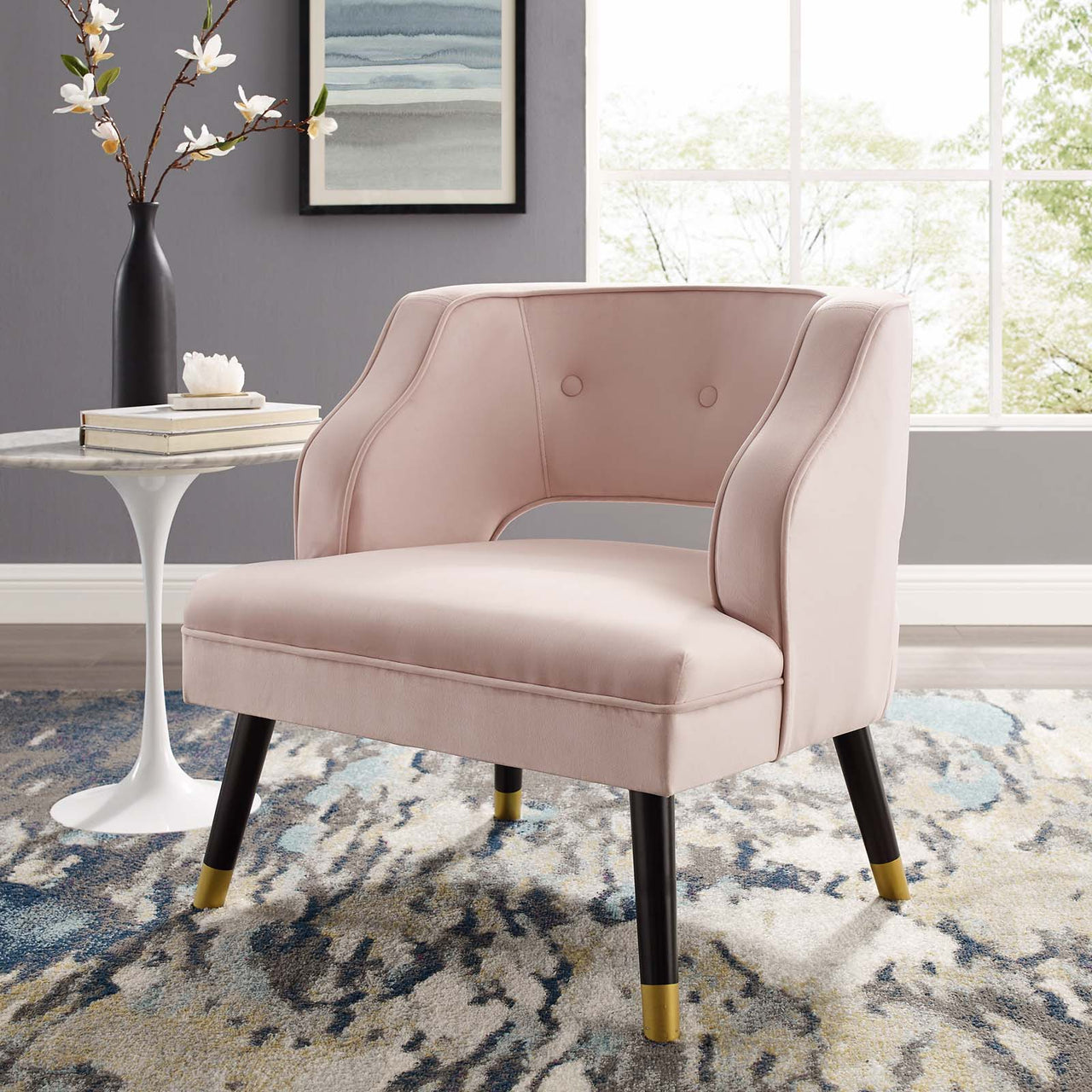 Domyra Velvet Armchair, Pink