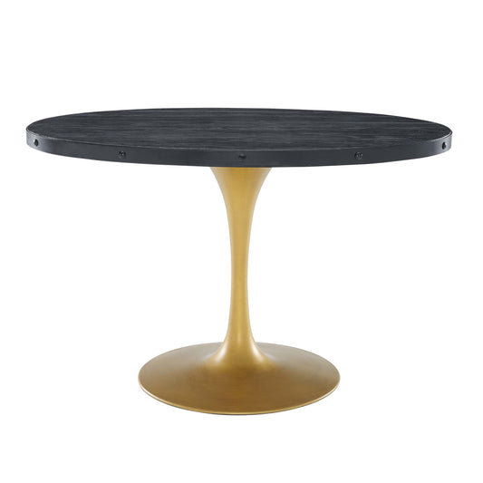 Axis Oval Wood Top Dining Table, Black & Gold
