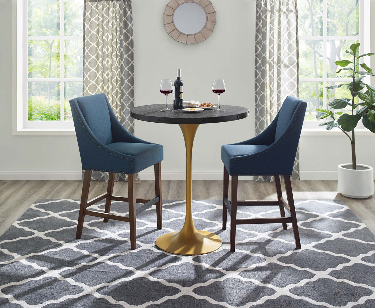 Axis Wood Bar Table, Black & Gold
